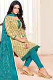 Gorgeous Yellow Cotton Churidar Suit With Hand Work