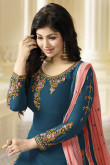 Churidar Suit In Teal Blue Color With Zari Embroidered