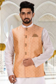 Coral Peach Cotton Men Waist Coat