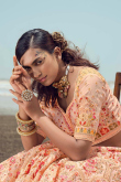 Coral Peach Georgette A Line Lehenga with Thread embroidery
