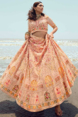Coral Peach Georgette A Line Lehenga with Thread embroidery