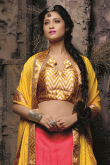 Wedding Wear Lace Embroidered Coral Pink Lehenga in Net