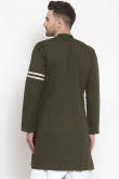 Cotton Army Green Men Kurta