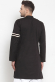 Black Cotton Men Kurta for Wedding Wear with Resham embroidery