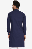Men Kurta in Navy Blue Cotton for Party Wear with Zari embroidery