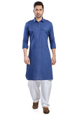Cotton Blue Men Kurta Pajama