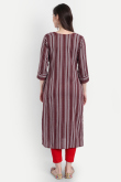 Cotton Dark Maroon Handloom Casual Wear Ready Made Kurti