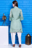 Cotton Dhoti Pant Suit In Dusty Green Colour