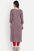 Cotton Embroidered Deep Red Casual Wear Ready Made Kurti