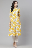 Cotton Floral Printed White Kurti