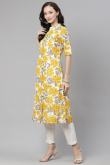 Cotton Floral Printed White Kurti