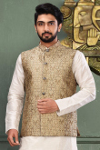 Cotton Grey Beige Men Waist Coat