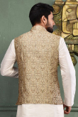 Cotton Grey Beige Men Waist Coat