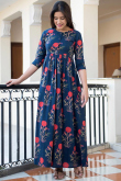 Cotton Kurti In Prussian Blue Colour