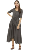Cotton Kurti Set In Dark Grey Colour