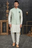 Cotton Off White Straight Cut Men Kurta Pajama