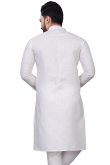 Cotton Off White Weaved Lurex Thread Straight Cut Men's Kurta 