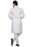 Cotton Off White Weaved Lurex Thread Straight Cut Men's Kurta Pajama 
