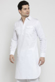 Cotton Pathani Kurta In White Colour