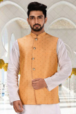 Cotton Peach Men Waist Coat