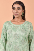 Cotton Pistachio Green Kurti With Printed 