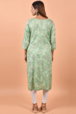 Cotton Pistachio Green Kurti With Printed 