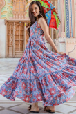 Cotton Printed Kurti In Light Blue Colour