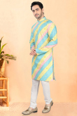 Cotton Rayon Multi Color Bandhej Printed Men’s Kurta Churidar