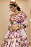 Cotton Silk Cream Lehenga with Printed Work for Navratri