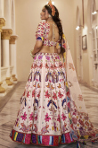 Cotton Silk Cream Lehenga with Printed Work for Navratri