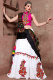 Cotton Silk Lace Embroidered White Flared Lehenga