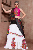 Cotton Silk Lace Embroidered White Flared Lehenga