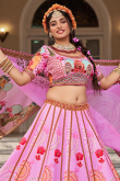 Cotton Silk Lavender Pink Lehenga with Printed Work for Diwali