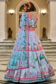 Cotton Silk Light Blue Lehenga with Printed Work for Diwali