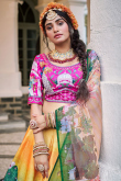 Cotton Silk Mustard Yellow Lehenga with Printed Work for Diwali