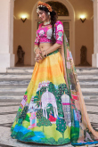 Cotton Silk Mustard Yellow Lehenga with Printed Work for Diwali