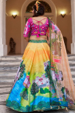 Cotton Silk Mustard Yellow Lehenga with Printed Work for Diwali