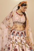 Cotton Silk Pale Pink Lehenga with Printed Work for Diwali