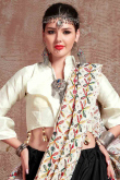 Patch Embroidered Black Flared Cotton Silk Lehenga