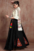 Patch Embroidered Black Flared Cotton Silk Lehenga