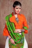Cotton Silk White Patch Embroidered Flared Lehenga