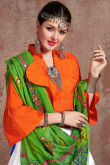 Cotton Silk White Patch Embroidered Flared Lehenga
