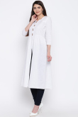 White Colour Cotton Slub Kurti Set