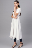 Cotton Slub Kurti Set In White Colour