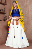 Cotton White Indian Lehenga Choli With Thread Work