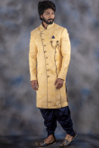 Jacquard Readymade Sherwani In Cream Color