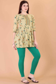 Cream Beige Cotton Printed Short Casual Wear Kurti 