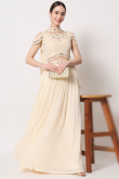 Cream Beige Georgette Sequins Embroidered Lehenga