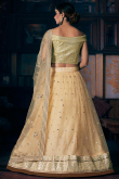 Cream Beige Net Embroidered Lehenga