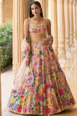 Cream Beige Net Lehenga with Sequins Work for Diwali Wear